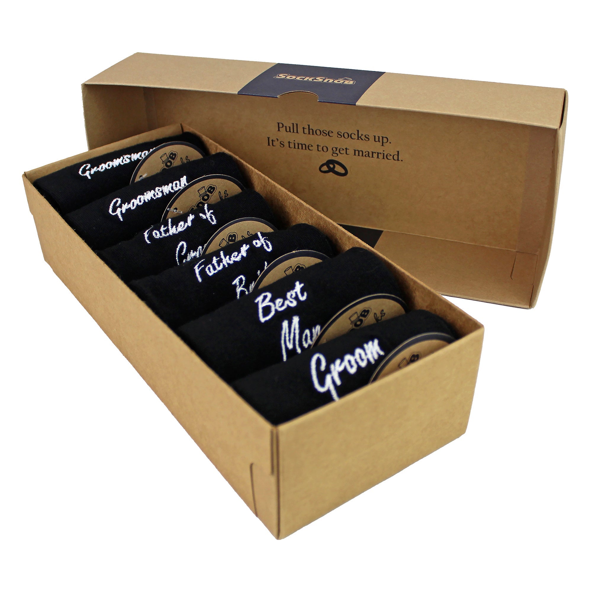 6 Pairs Mens Wedding Socks in Black and Navy with a Giftbox