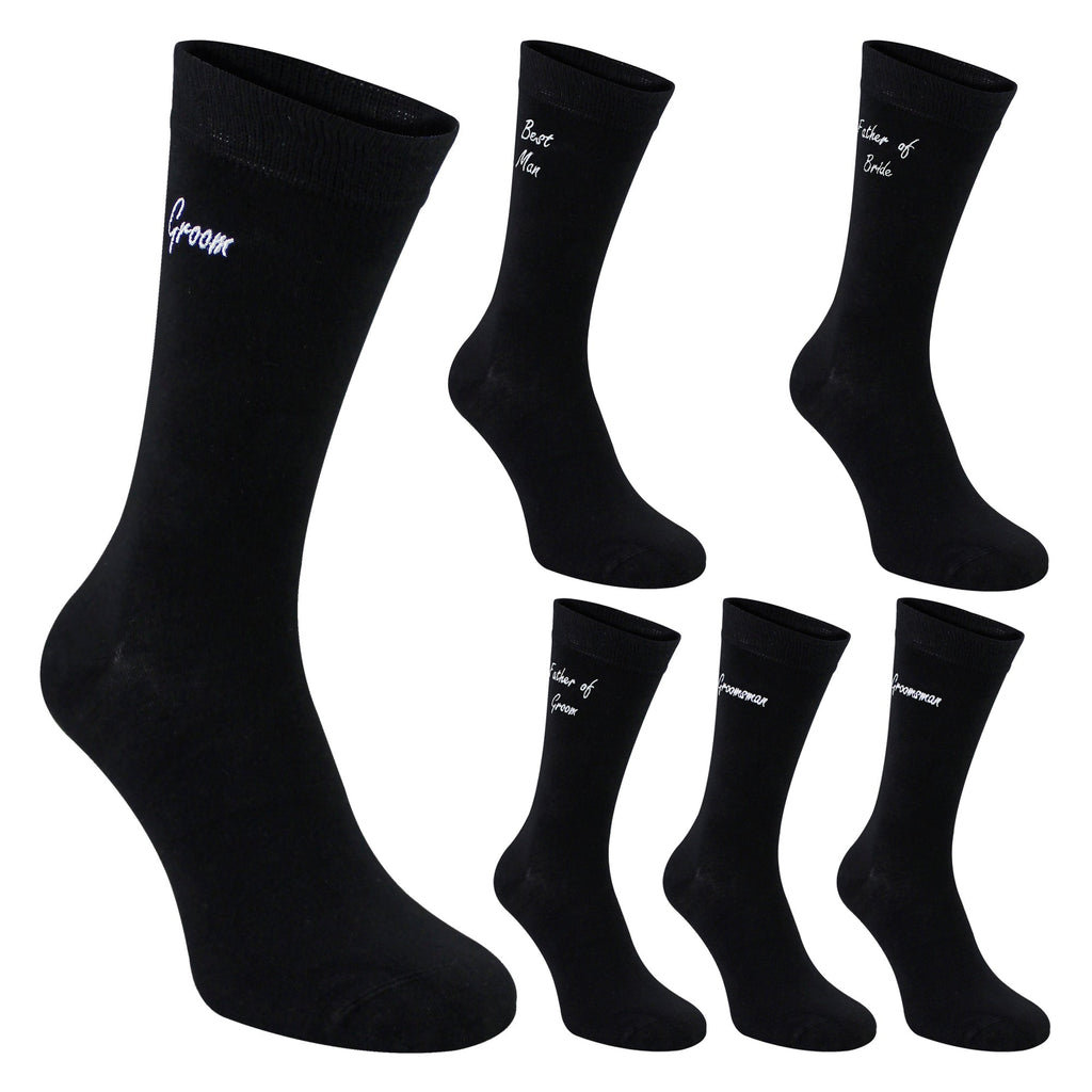 6 Pairs Mens Wedding Socks in Black and Navy with a Giftbox