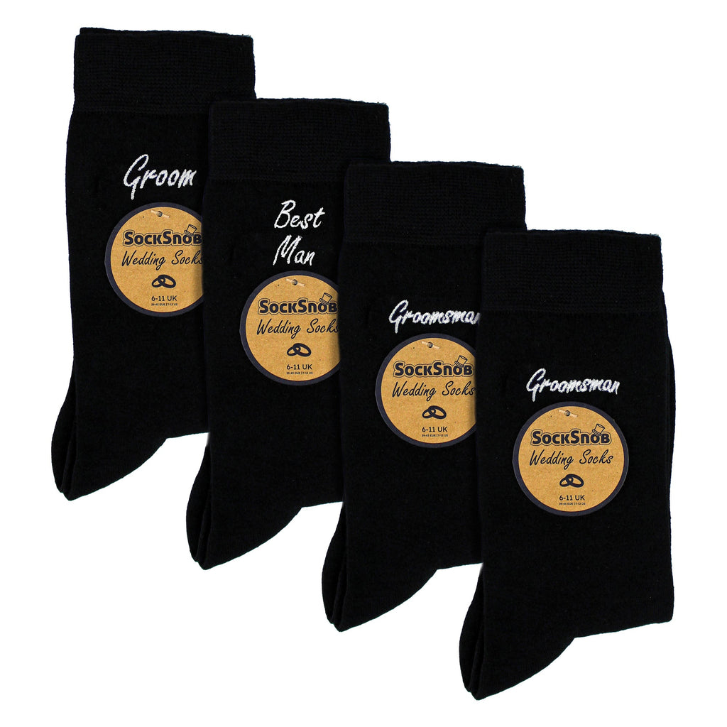 4 Pairs Mens Wedding Socks for Groomsman Groom and Best Man