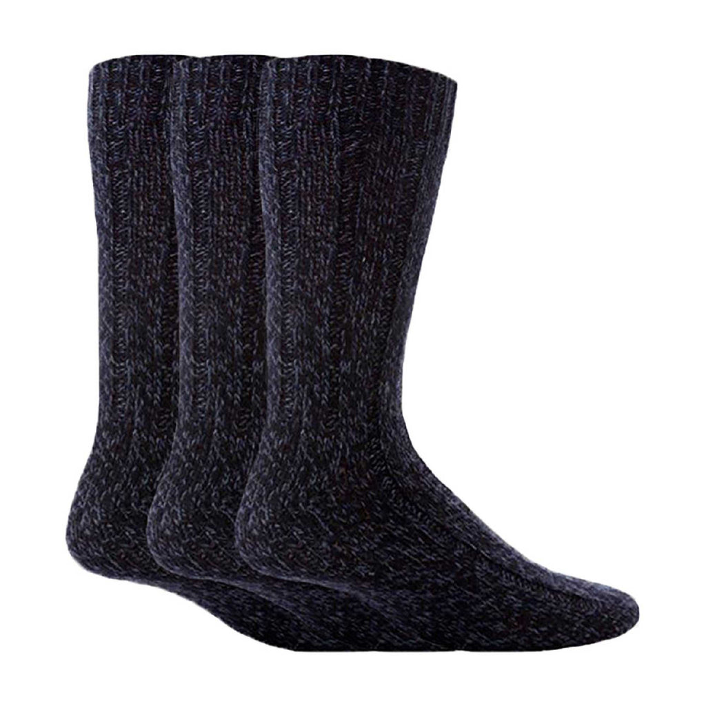 3 Pack Mens Warm Ribbed Knitted Wool Work Boot Socks