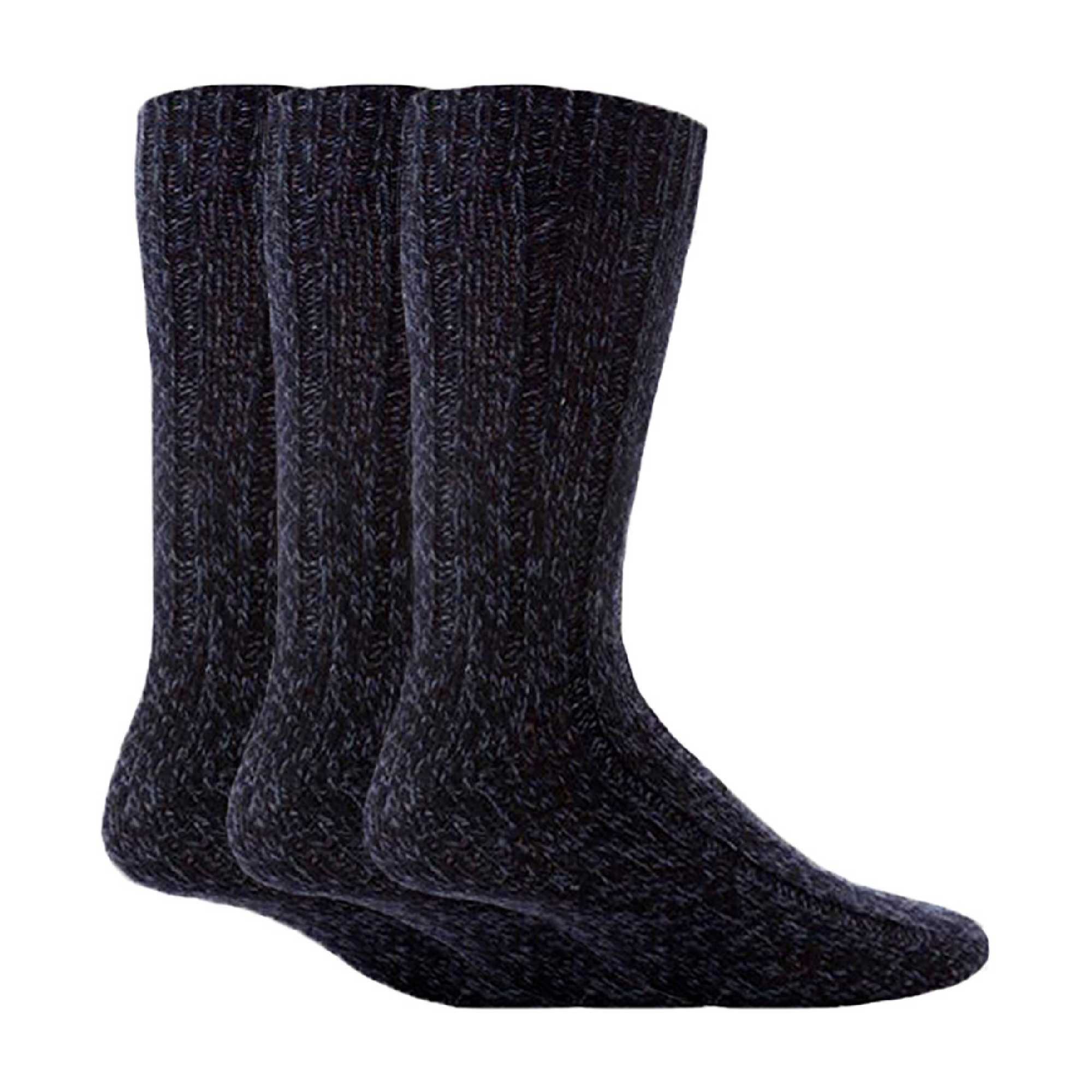 3 Pack Mens Warm Ribbed Knitted Wool Work Boot Socks