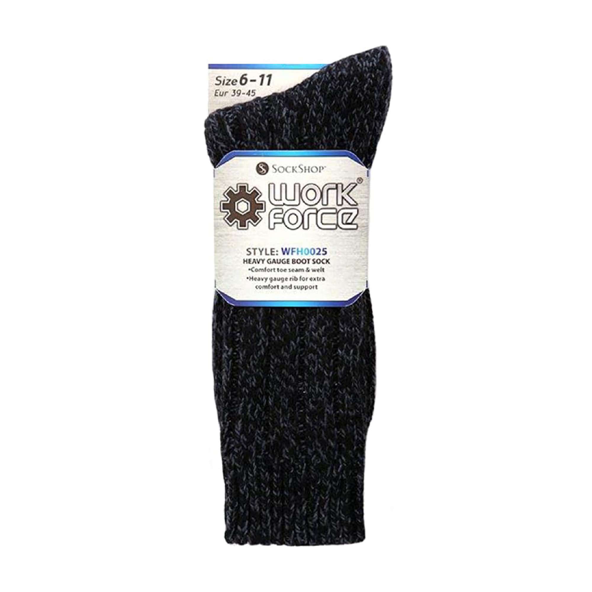 3 Pack Mens Warm Ribbed Knitted Wool Work Boot Socks