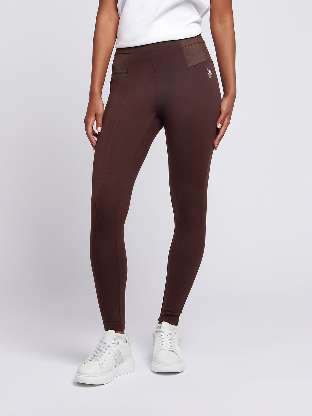 Womens Elastic Waistband Legging Puce
