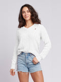 Womens V-Neck Cable Jumper Marshmallow