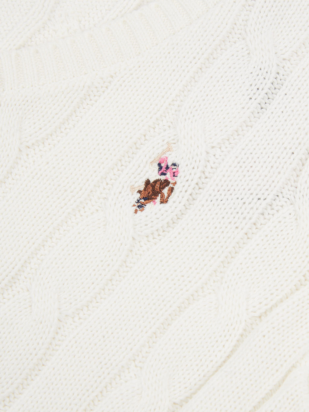 Womens V-Neck Cable Jumper Marshmallow