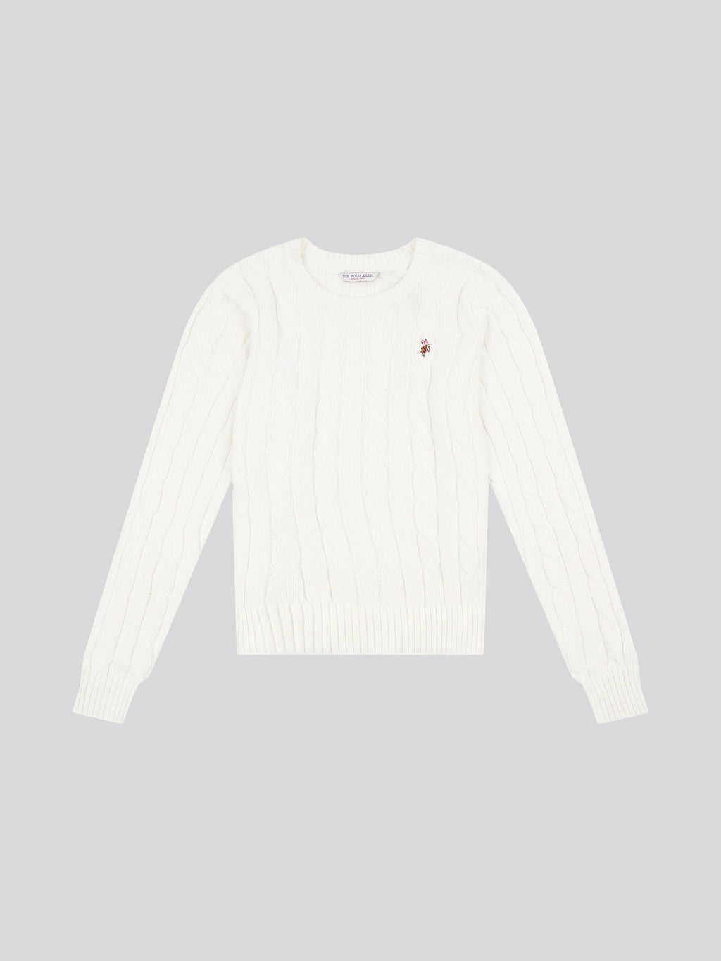 Womens Crew Neck Cable Jumper Marshmallow