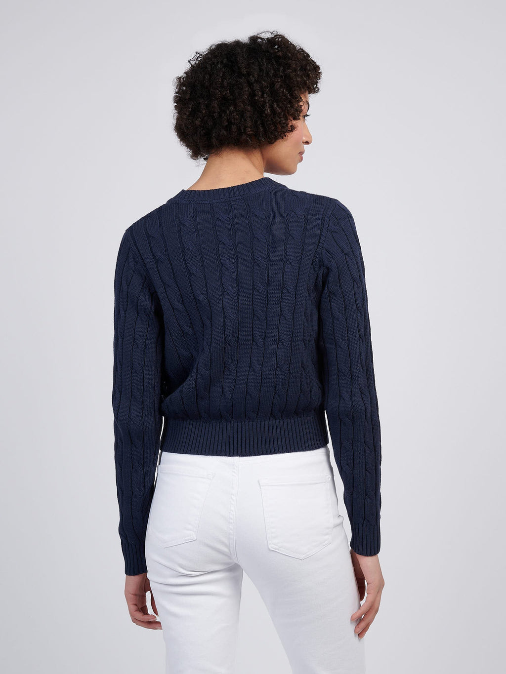 Womens Cable Knit Cardigan Navy Iris