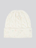 Womens Nap Yarn Cable Knit Beanie in Marshmallow