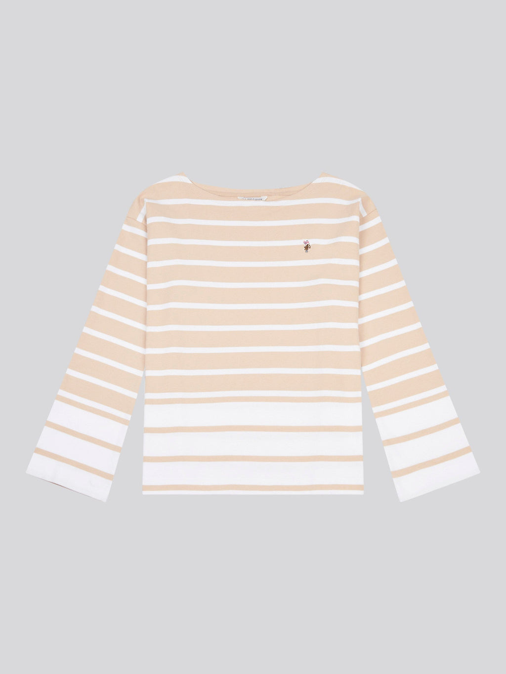 Womens Block Stripe Long Sleeve T-Shirt in Smoke Gray