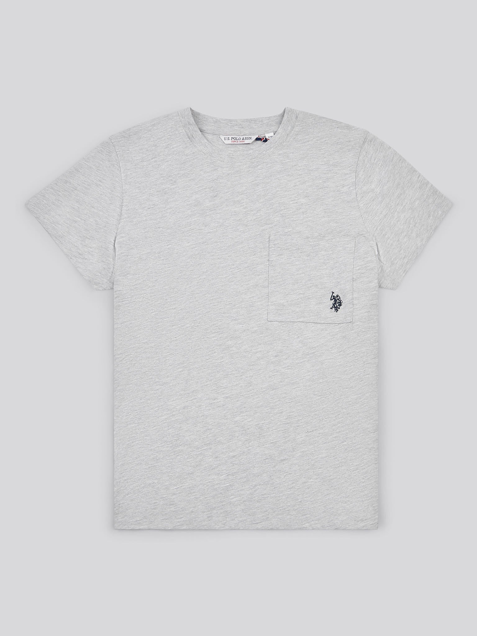 Womens Crew Neck Pocket T-Shirt in Pearl Grey Marl
