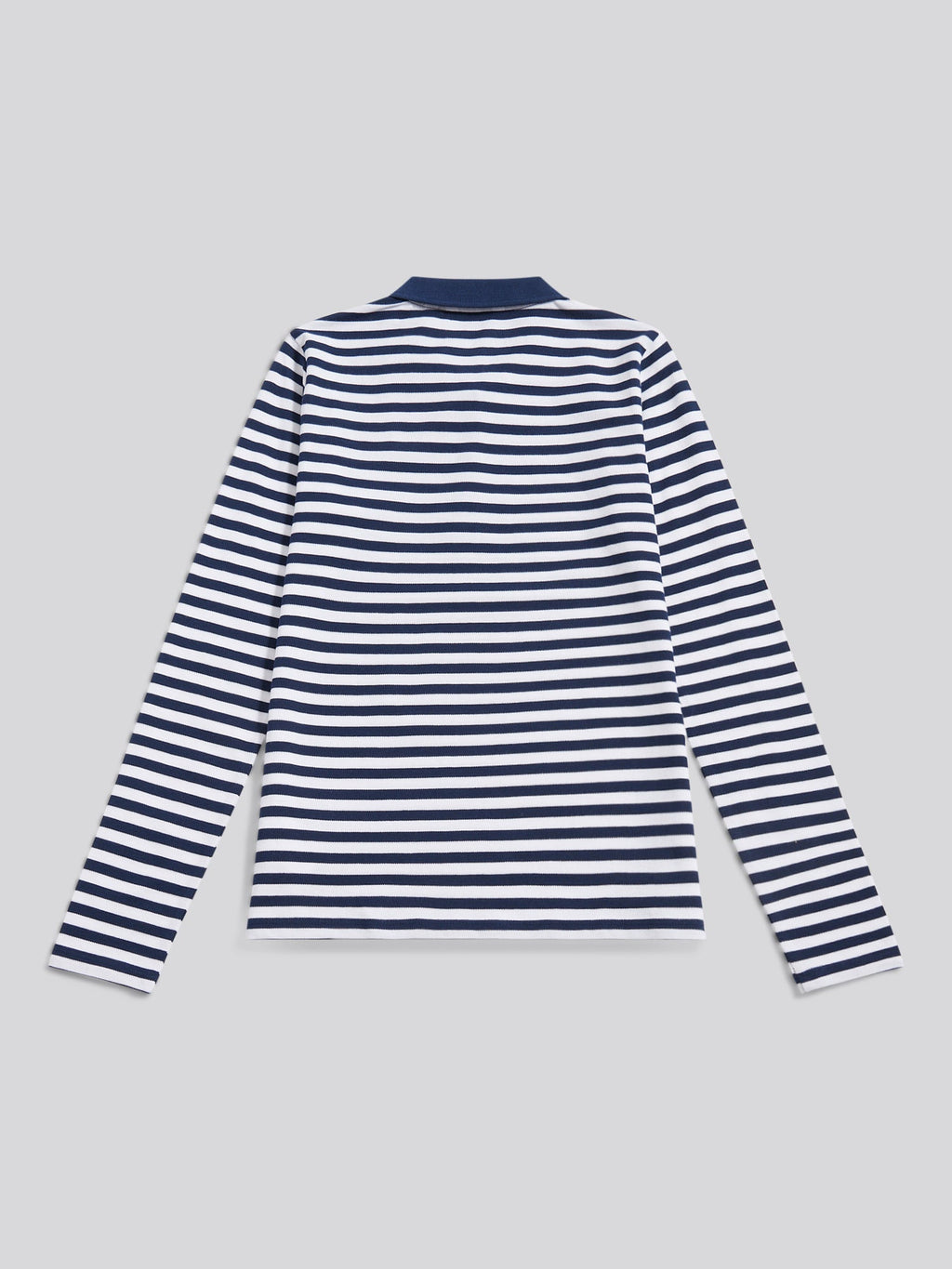 Womens Long Sleeve Stripe Contrast Collar Polo Shirt in Navy Iris