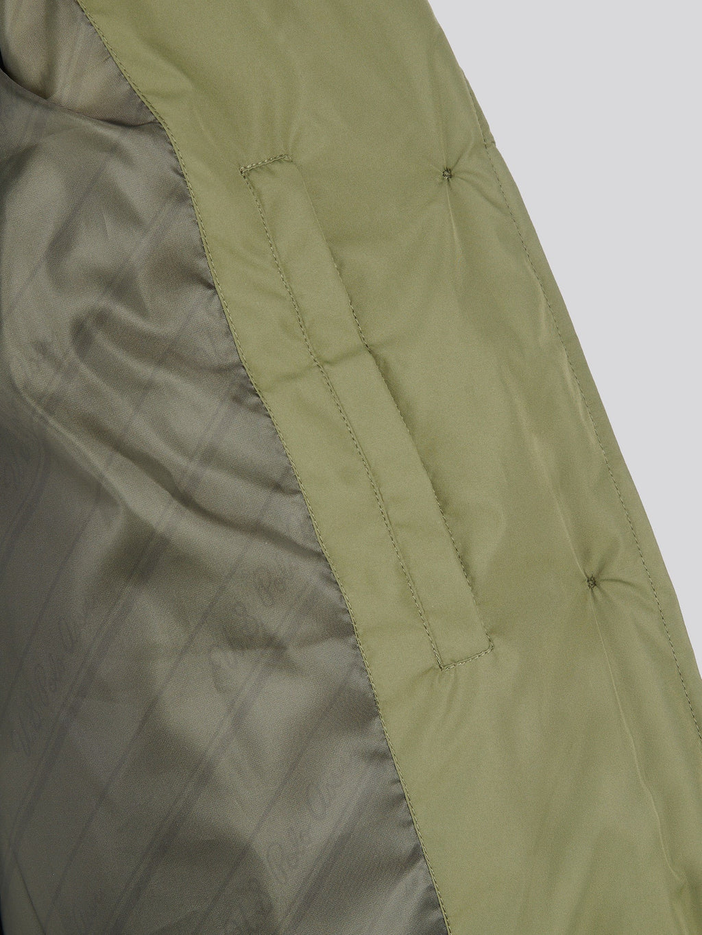Womens Puffer Trench Coat in Kalamata Green
