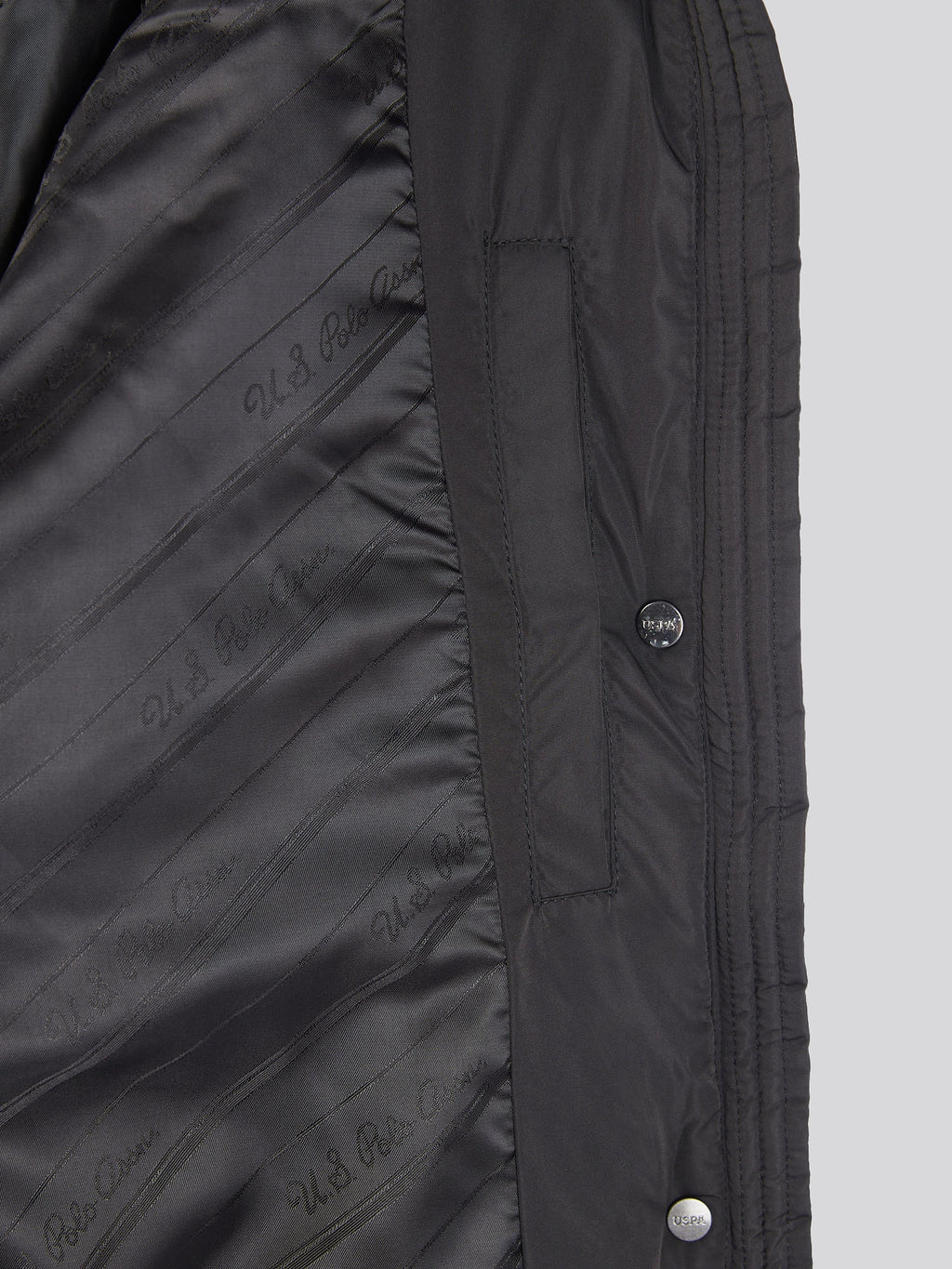 Womens Longline Square Quilt Puffer Coat in Black