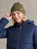 Womens Multicolour Double Horsemen Knit Beanie in Kalamata Green