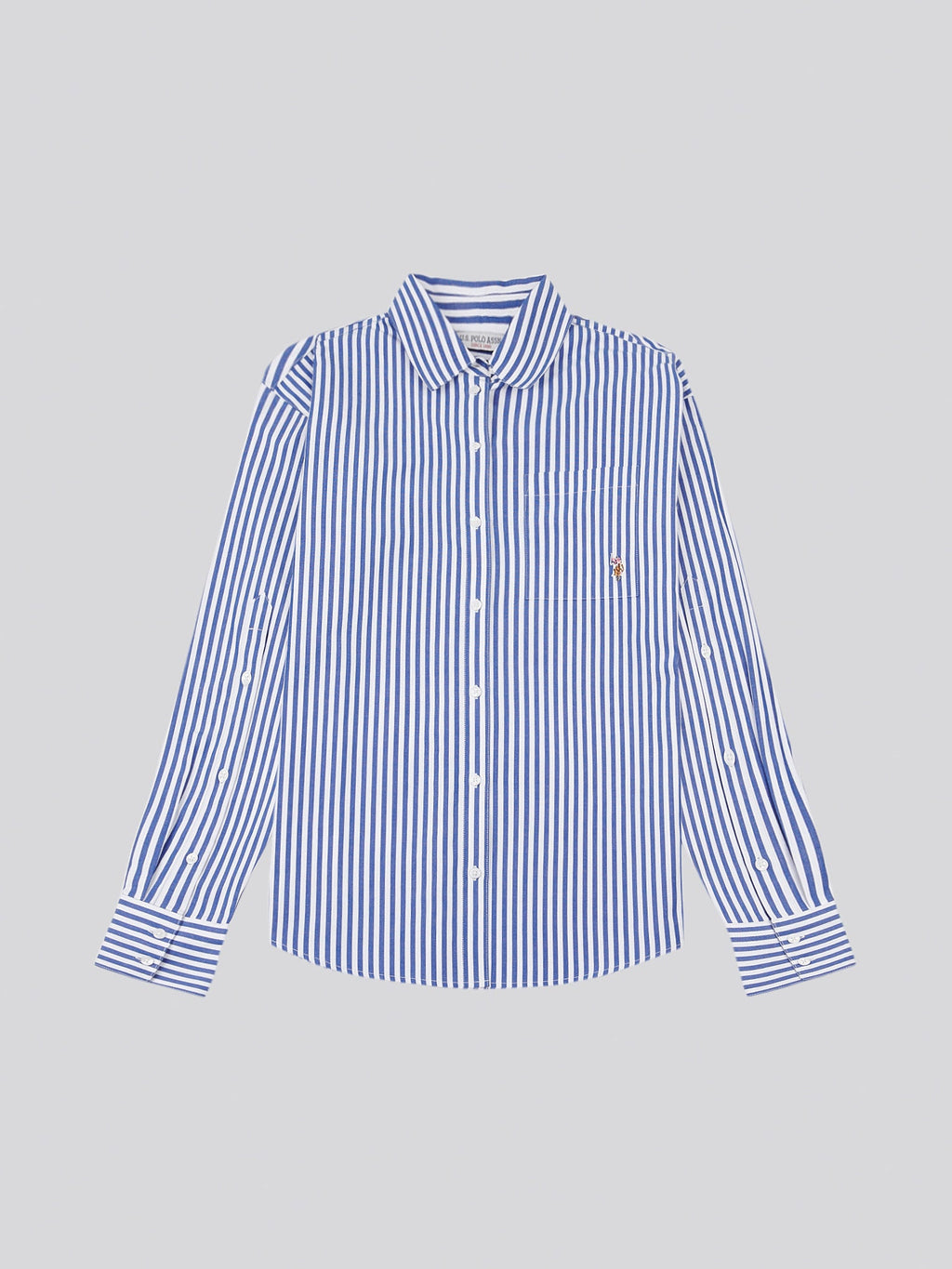 Womens Cotton Poplin Loose Fit Stripe Shirt in Regatta Blue