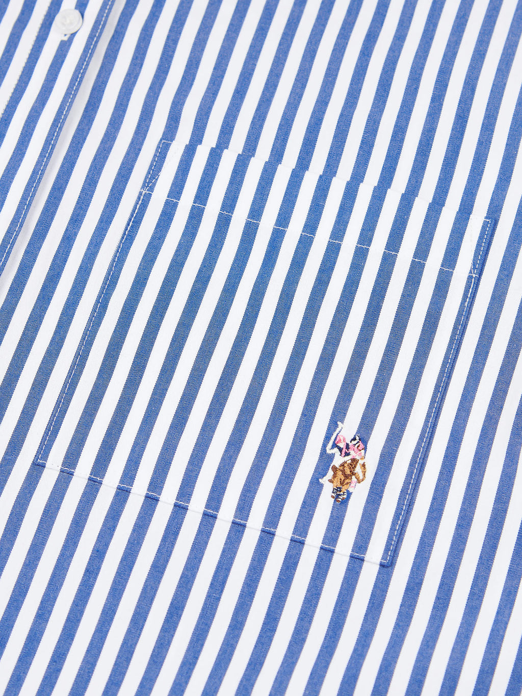Womens Cotton Poplin Loose Fit Stripe Shirt in Regatta Blue
