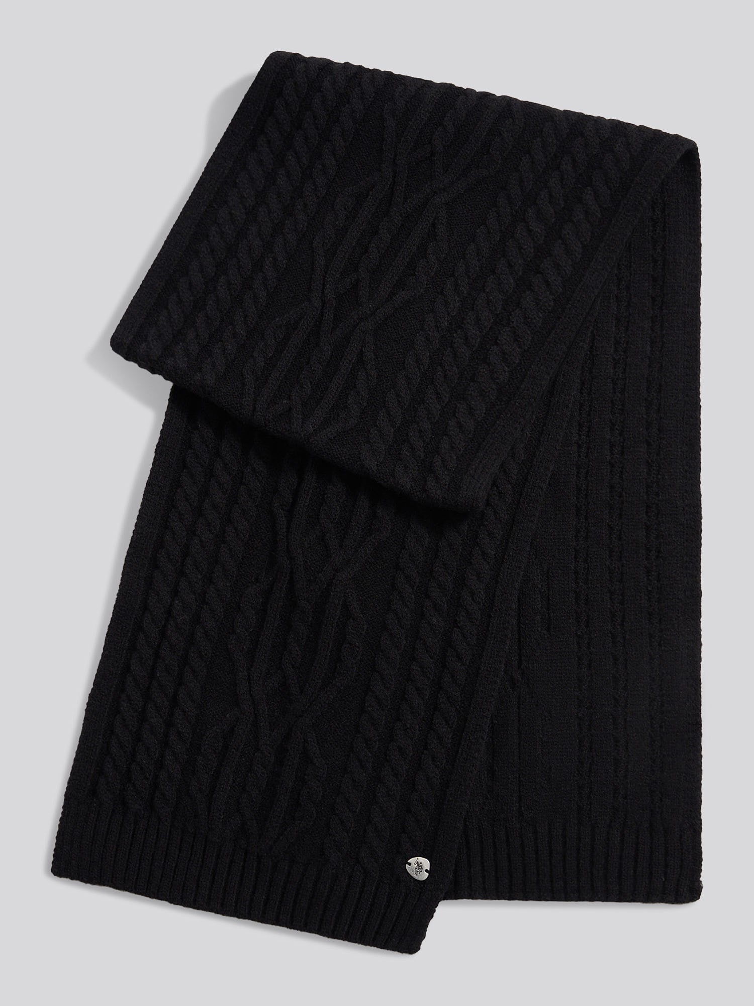 Womens Hanging Twist Cable Scarf in Black