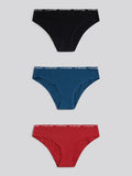 Womens 3 Pack Lace Trim Rib Bikini Brief in Majolica Blue