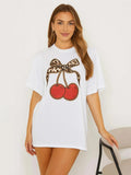 Ladies Bow Cherry Oversized T-Shirt