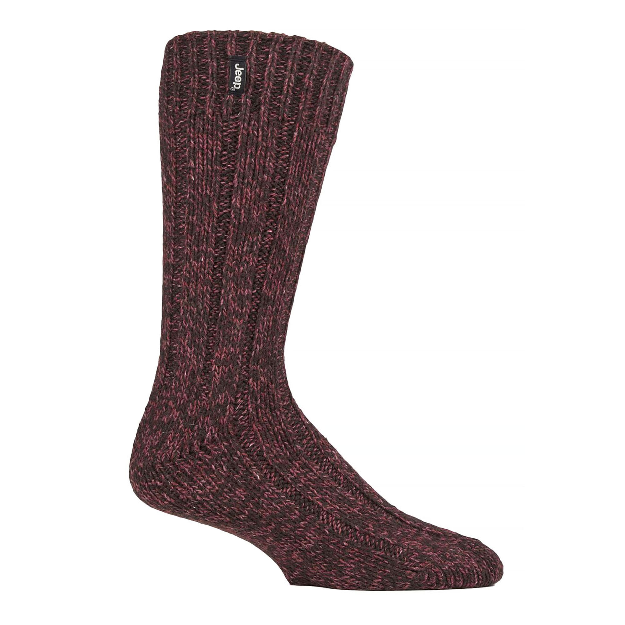 1 Pack Men's Ribbed Wool Hiking Socks | Knit Design Padded Boot Socks