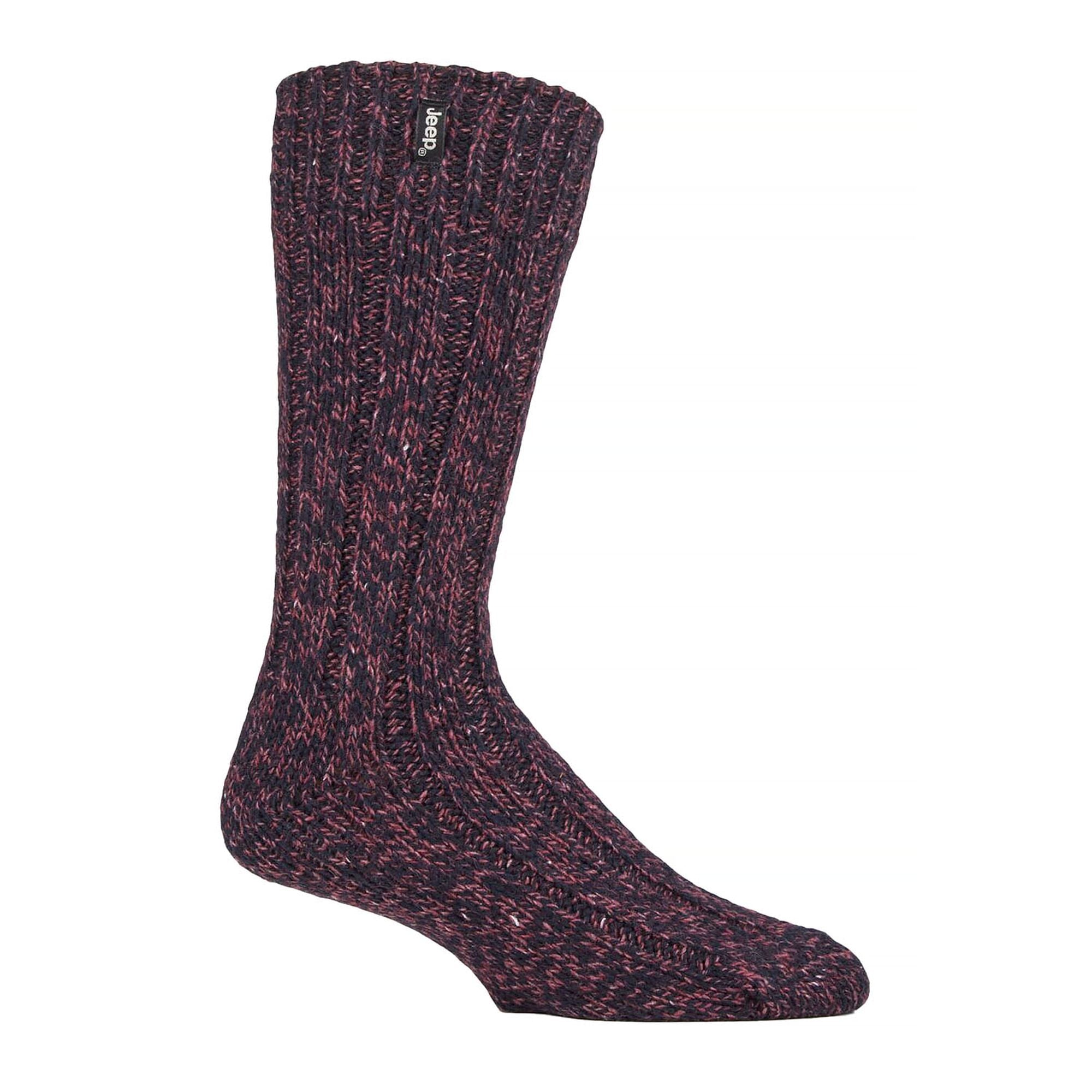 1 Pack Men's Ribbed Wool Hiking Socks | Knit Design Padded Boot Socks
