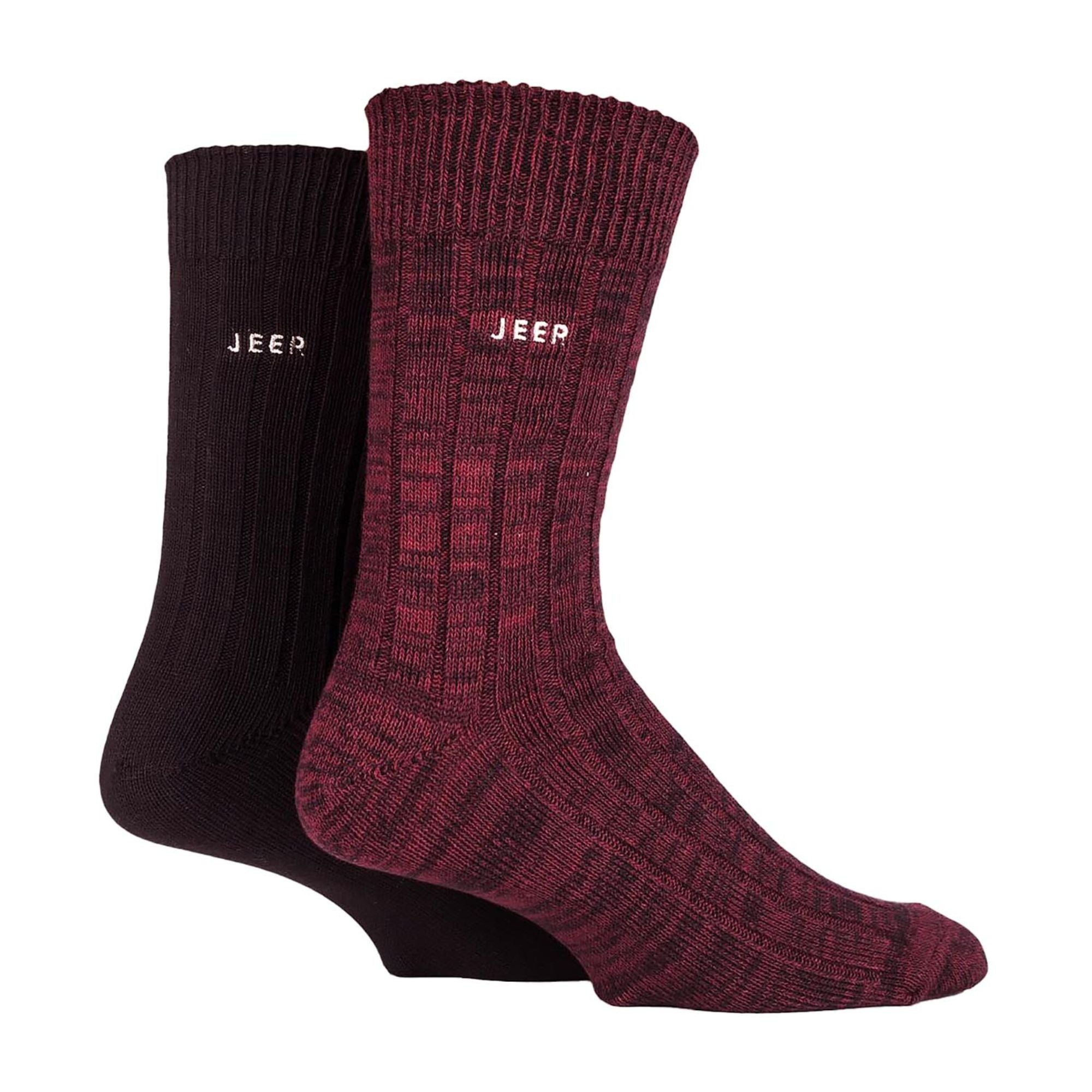 2 Pack Men's Casual Ribbed Cotton Dress Socks | Midweight Square Knit Socks