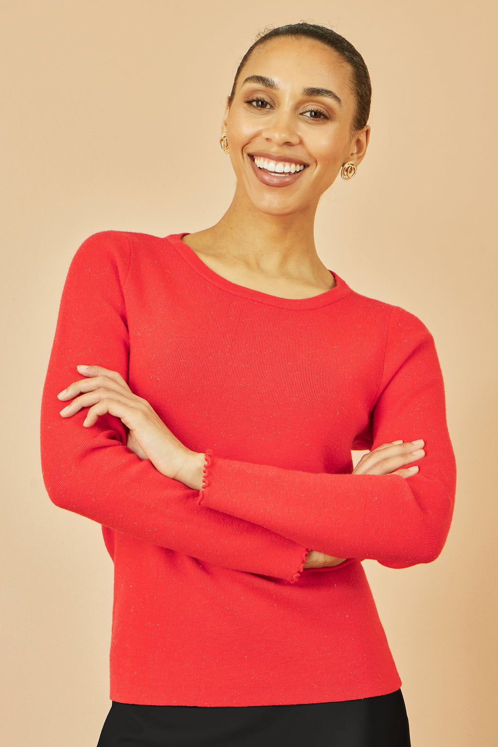 Yumi Red Sparkle Knit Jumper