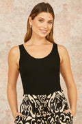 Yumi Black Fine Knit Vest Top