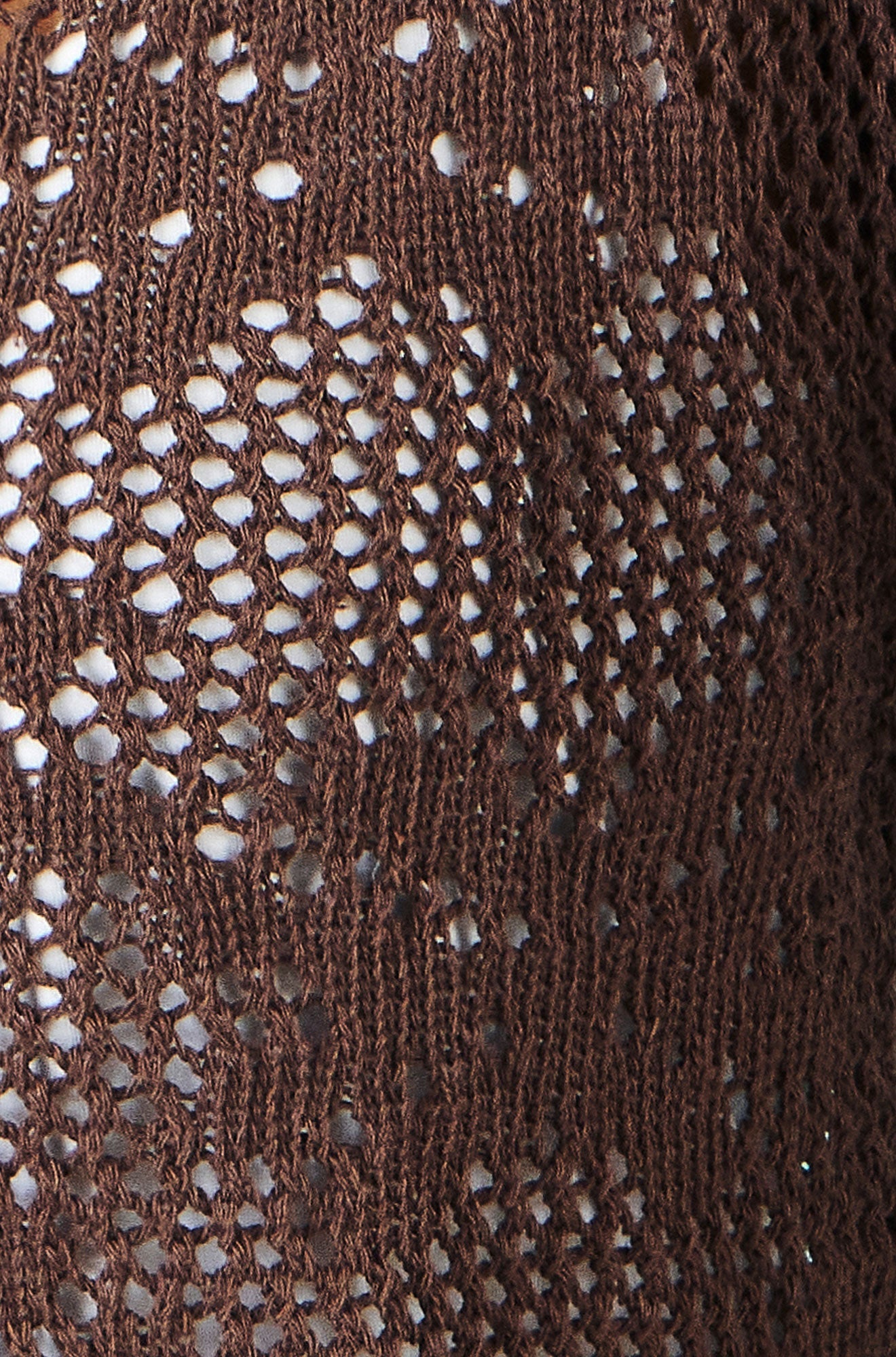 Yumi Brown Flower Crochet Button Up Cardigan