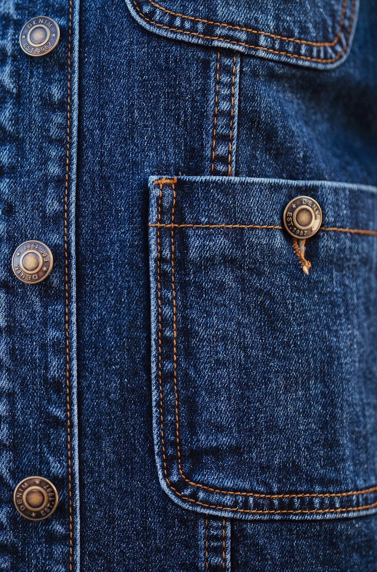 Yumi Blue Stretch Denim Jacket With Pocket Detail