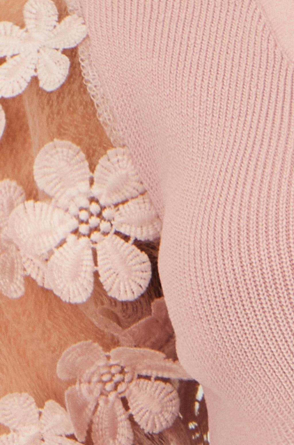 Yumi Blush Knitted Top With Floral Applique