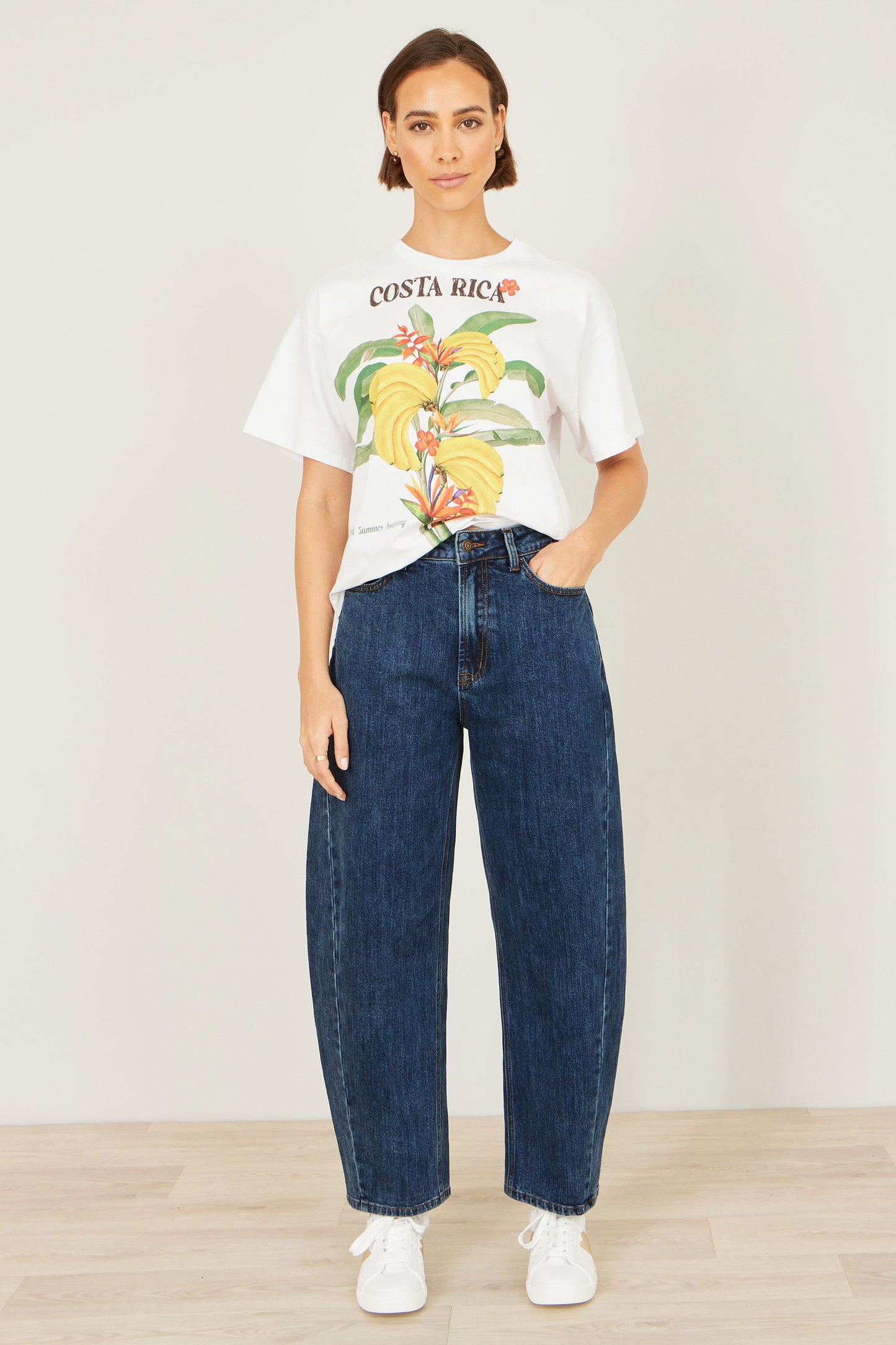 Yumi Blue Denim Barrel Relaxed Fit Jeans