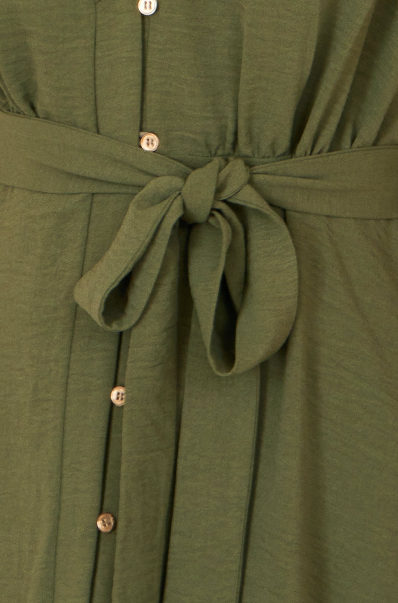 Yumi Green Ruffle Collar Midi Shirt Dress