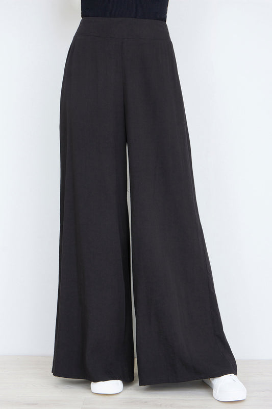 Yumi Black Wide Leg Palazzo Trousers