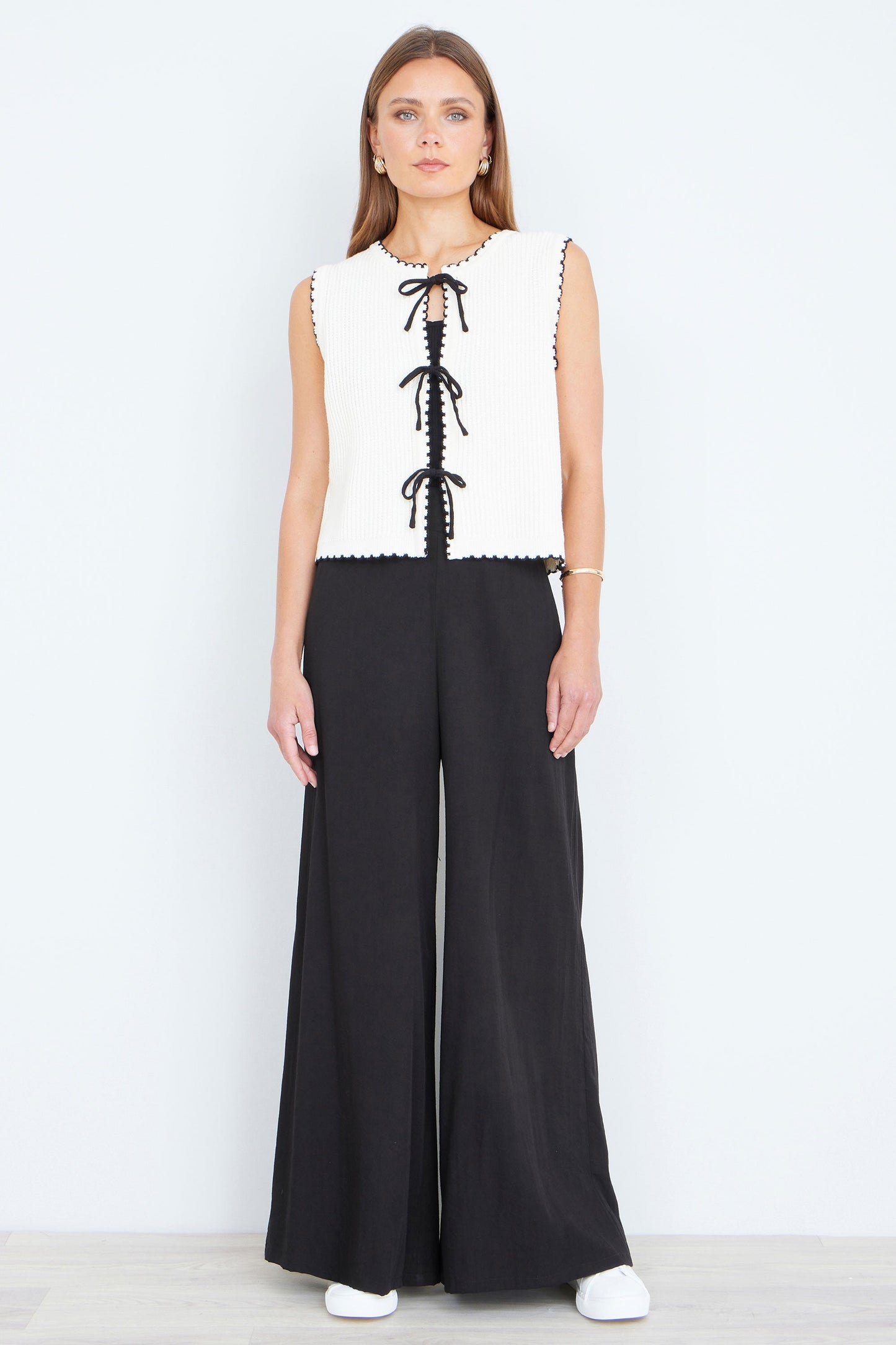 Yumi Black Wide Leg Palazzo Trousers