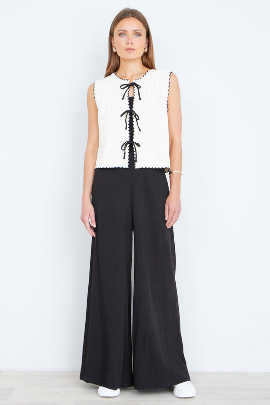 Yumi Black Wide Leg Palazzo Trousers