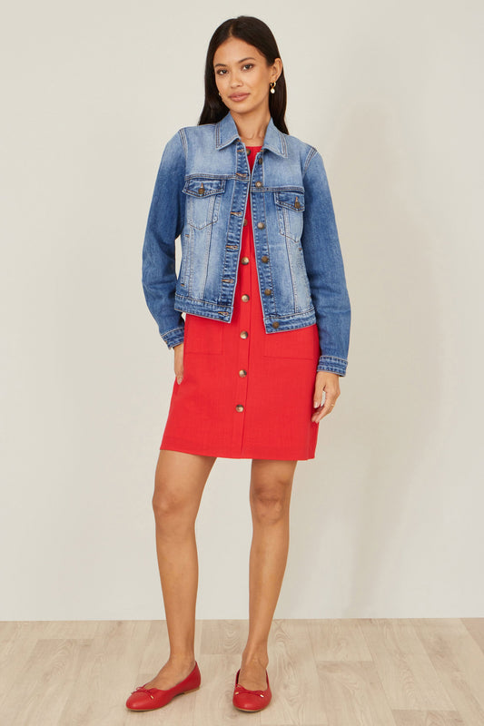 Yumi Blue Stretch Washed Denim Jacket