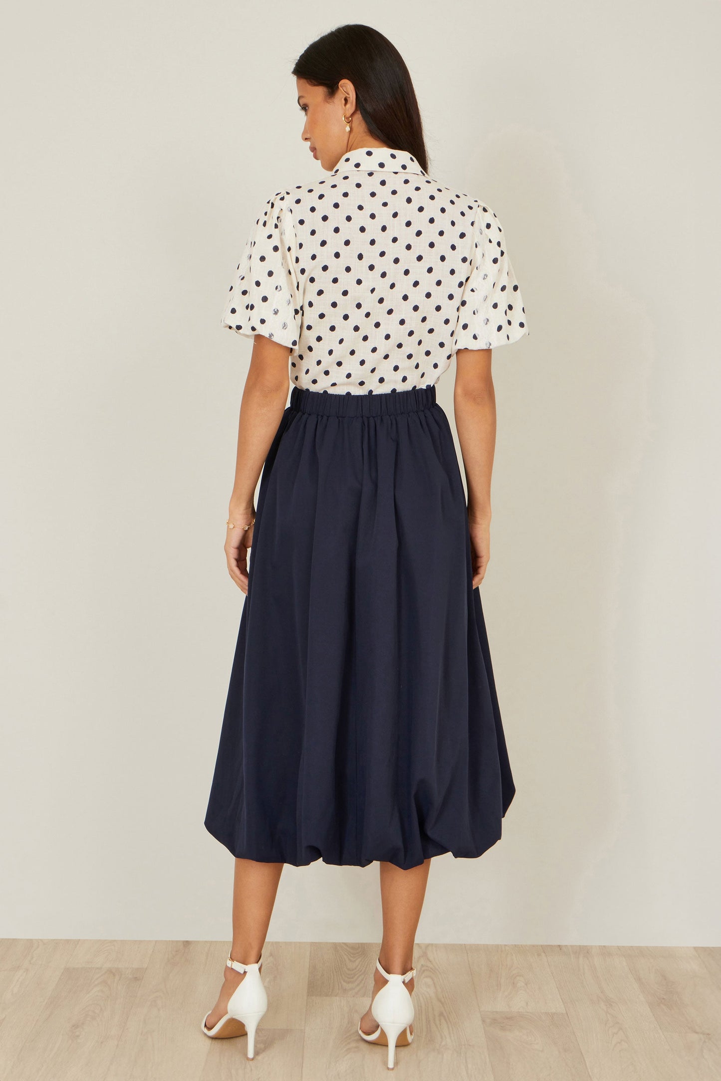 Yumi White Polka Dot Lace Boxy Shirt