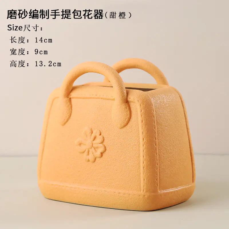 Ceramic Handbag Vase – Modern Morandi Style Tote Flower Pot