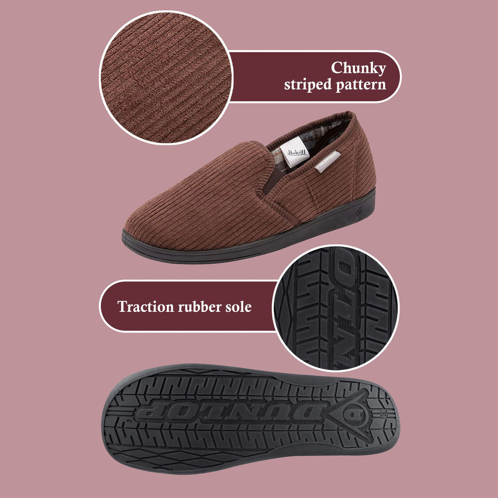 Mens Tartan Lined Slippers With Memory Foam