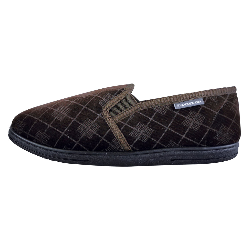 Mens Plush Fur Lined Memory Foam Plaid Checked Slippers (6 Sizes)