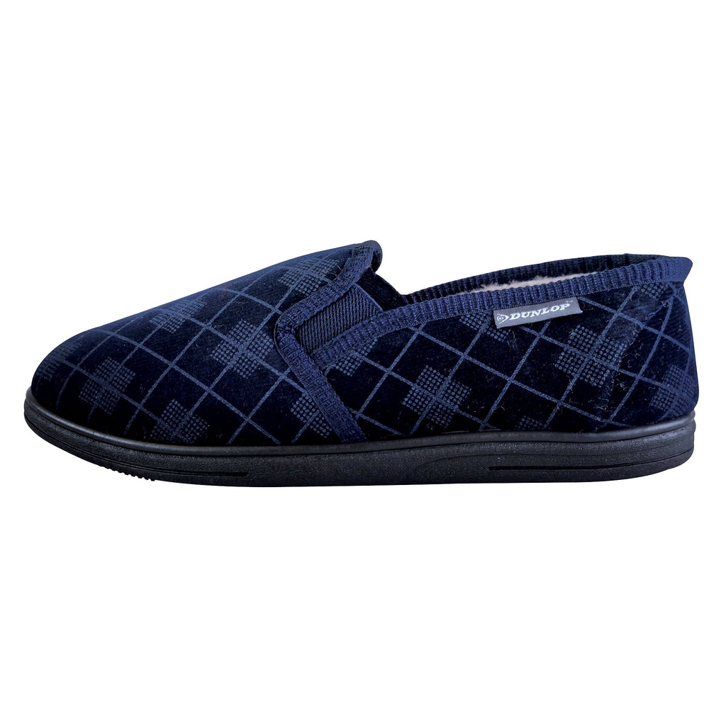 Mens Plush Fur Lined Memory Foam Plaid Checked Slippers (6 Sizes)