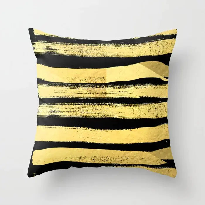 Yellow & Black Geometric Pillow Cover – Modern Abstract Cushion Case 45×45cm