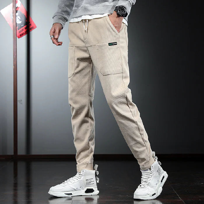 Men’s Corduroy Cargo Pants – Casual Retro Trousers