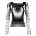 American-style Lace-spliced Strap Top With A Faux Two-piece Slim-fit Long Sleeves