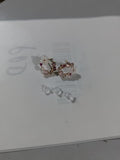Diamond flower pearl earrings