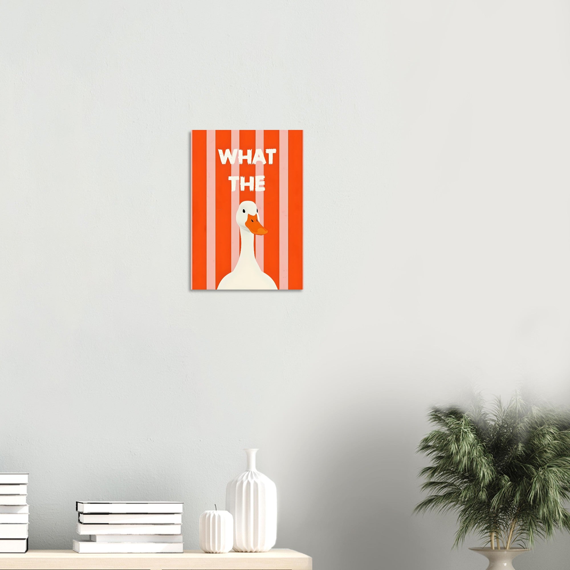 What The Duck: Funny Minimalist Animal Poster - Bold Stripes & Whimsical Design
