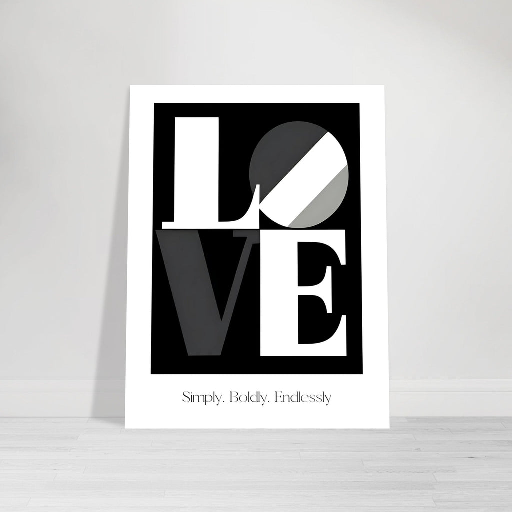 Modern LOVE Typography Wall Art – Bold Black and White Poster, Minimalist Monochrome Print, Romantic Home Decor Gift