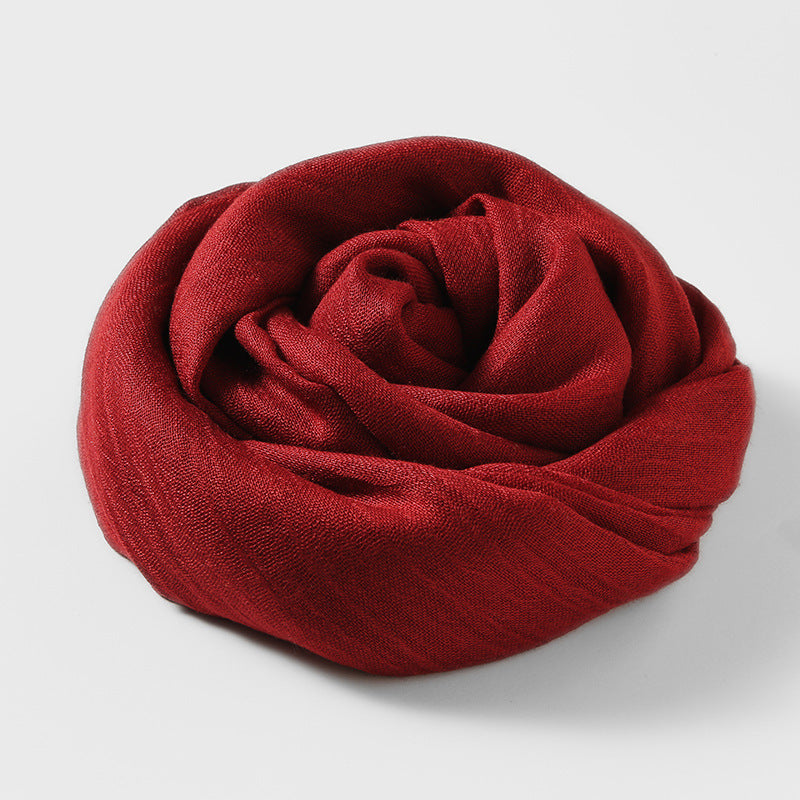 Artistic Sunscreen Solid Color Cotton And Linen Scarf