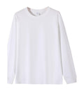 Solid-color Heavyweight Pure Cotton Crew-neck Long-sleeve T-shirt For Women